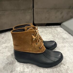 Sperry Brown and Black Winter Rain Boots